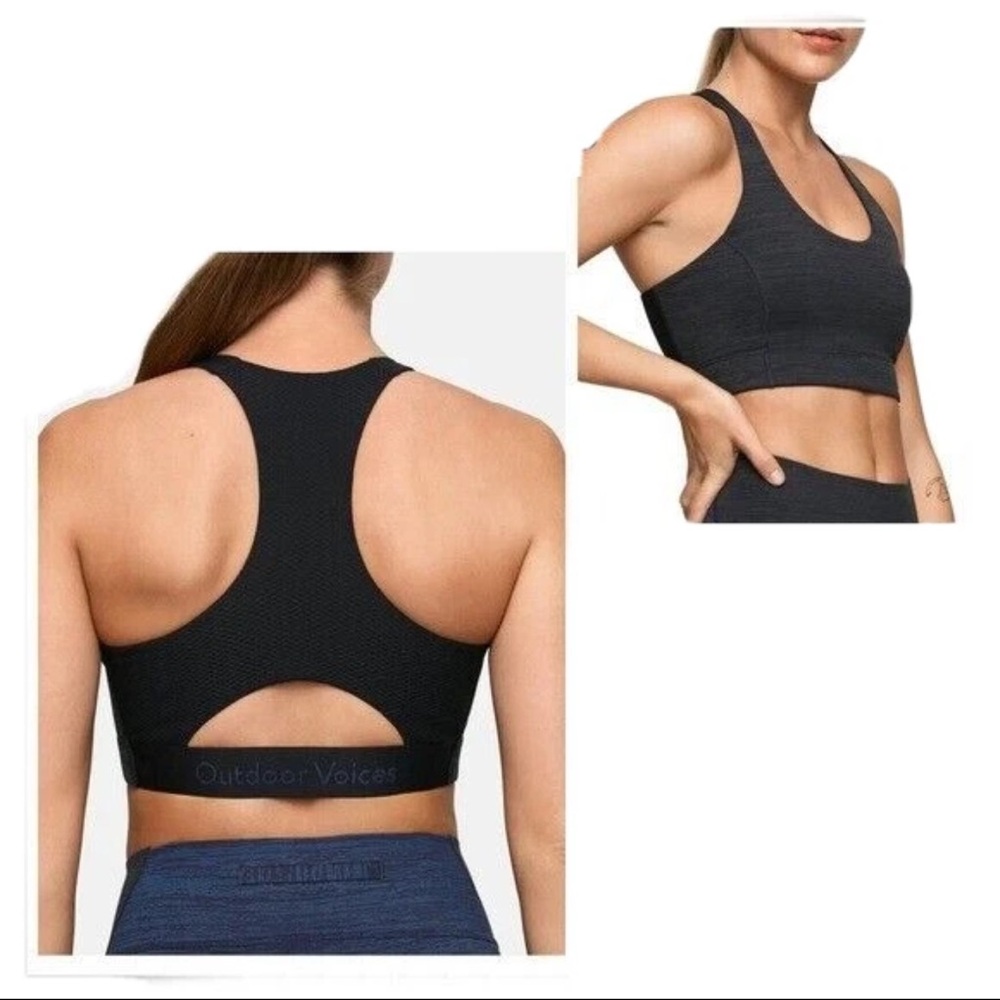 Outdoor Voices Women Size S Doing Things Sports Bra Spell Out Logo Bra Blue